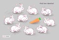 Logic puzzle for children and adults. Can you find two identical bunnies? Page for kids brain teaser book. Task for attentiveness Royalty Free Stock Photo