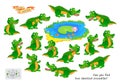 Logic puzzle for children and adults. Can you find two identical crocodiles? Page for kids brain teaser book. Task for