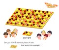 Logic puzzle game for children and adults. Can you find 8 identical pieces of cake that match the example? Develop spatial