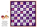 Logic puzzle game for children and adults. Entertaining chess board. Find and count all numbers from 1 to 64. Page for kids brain Royalty Free Stock Photo