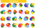 Logic puzzle game for children and adults. Find identical circles and connect them with a line.