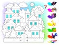 Logic puzzle game for children for study English. Read the words and paint picture in color corresponding to each object.