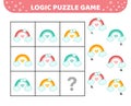 Logic puzzle game. Colorful rainbow. For kids. Cartoon Royalty Free Stock Photo