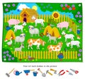 Logic puzzle game for kids. Find 10 tools hidden in the picture. Educational page for children. Developing counting skills. Play