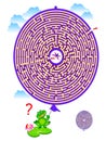 Logic puzzle game with labyrinth for children and adults. Help the fly find the way out of balloon. Draw the line. Worksheet for Royalty Free Stock Photo