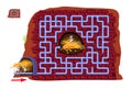 Logic puzzle game with labyrinth for children and adults. Help the mice to carry the grains to their friend. Find the way in the