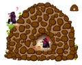 Logic puzzle game with labyrinth for children and adults. Help the mole find the way between the stones to his friend. Worksheet