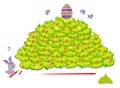 Logic puzzle game with labyrinth for children and adults. Help the rabbit find the way till the Easter egg. Worksheet for kids