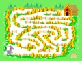 Logic puzzle game with labyrinth for little children. Help the donkey find the way to his house. Worksheet for kids brain teaser