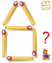 Logic puzzle game. Move two matchsticks to make five squares.