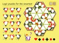 Logic puzzle game for smartest. Need to find the correct places for remaining triangles and draw them. Royalty Free Stock Photo