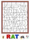 Logic puzzle game for study English or French language with maze. Find letters and paint them. Read the word.