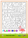 Logic puzzle game to study English language with maze. Find letters and paint them. Read the word. Coloring book for children.