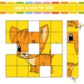 Logic puzzle for kids. Cat animal. Education developing worksheet. Learning game for children. Activity page. Simple flat isolated