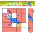 Logic puzzle for kids. Education developing worksheet. Learning game for children. Activity page. For toddler. Riddle for