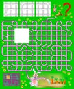 Logic puzzle with labyrinth. Need to find the only one correct piece and draw the pipes so the rabbit will be able to water the th