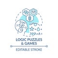 Logic puzzles and games blue concept icon