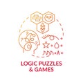 Logic puzzles and games red gradient concept icon