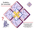 Logic Sudoku puzzle game for children and adults. Write numbers in empty places from1 to 5.