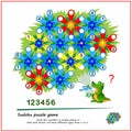 Logic Sudoku puzzle game for children. Write the numbers in empty places so that each flower will have different signs from 1 to 6