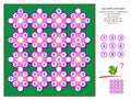 Logic Sudoku puzzle game. Write numbers in empty places so that each flower, each horizontal and vertical line have different