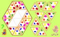 Logic Triominoes puzzle. Need to find four remaining triangles and to draw them at the correct places.