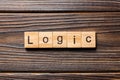 Logic word written on wood block. Logic text on table, concept Royalty Free Stock Photo