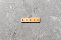 Logic word written on wood block. Logic text on table, concept Royalty Free Stock Photo