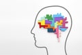 Logical brain concept. Brain made from omplex puzzle pieces in a human head Royalty Free Stock Photo