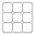 Logical combination cube puzzle toy with rotated sides, doodle style vector outline Royalty Free Stock Photo