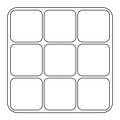 Logical combination cube puzzle toy with rotated sides, doodle style vector outline