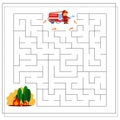 A logical game for children, go through the maze, a firefighter extinguishes a fire. vector