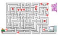 Logical puzzle game with labyrinth for children and adults. Help the lorry deliver bricks to the construction of houses.