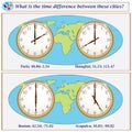 Logical task. What is the time difference between these cities?