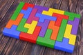 Logical Thinking Concept. Different Colorful Shapes Wooden Block