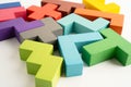 Logical thinking and problem solving problem solution creative business, wooden puzzle geometric block shape
