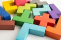 Logical thinking and problem solving problem solution creative business, wooden puzzle geometric block shape