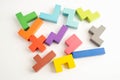 Logical thinking and problem solving problem solution creative business, wooden puzzle geometric block shape