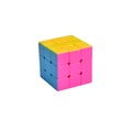 Logical toy puzzle Rubik`s cube on an isolated white background