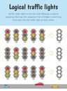 Logical traffic lights Educational Sheet. Primary module for Logic Reasoning. 5-6 years old