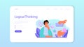 Logician web banner or landing page. Scientist systematicly studying logical Royalty Free Stock Photo
