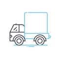 logictics truck line icon, outline symbol, vector illustration, concept sign Royalty Free Stock Photo