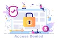 Login Access Denied Vector Illustration. System Refuses Password, Error and Entry to Computer Device