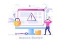 Login Access Denied Vector Illustration. System Refuses Password, Error and Entry to Computer Device