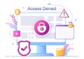 Login Access Denied Vector Illustration. System Refuses Password, Error and Entry to Computer Device Royalty Free Stock Photo