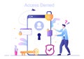 Login Access Denied Vector Illustration. System Refuses Password, Error and Entry to Computer Device