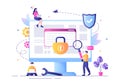 Login Access Denied Vector Illustration. System Refuses Password, Error and Entry to Computer Device Royalty Free Stock Photo