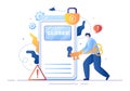 Login Access Denied Vector Illustration. System Refuses Password, Error and Entry to Computer Device