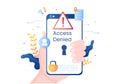 Login Access Denied Vector Illustration. System Refuses Password, Error and Entry to Computer Device