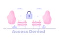 Login Access Denied Vector Illustration. System Refuses Password, Error and Entry to Computer Device Royalty Free Stock Photo
